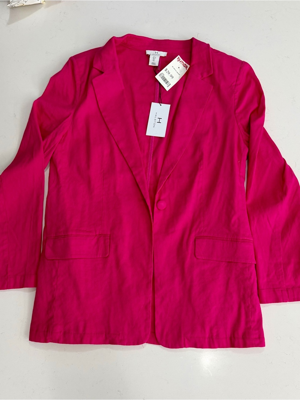 H by Halston Hot Pink Single-Button Blazer